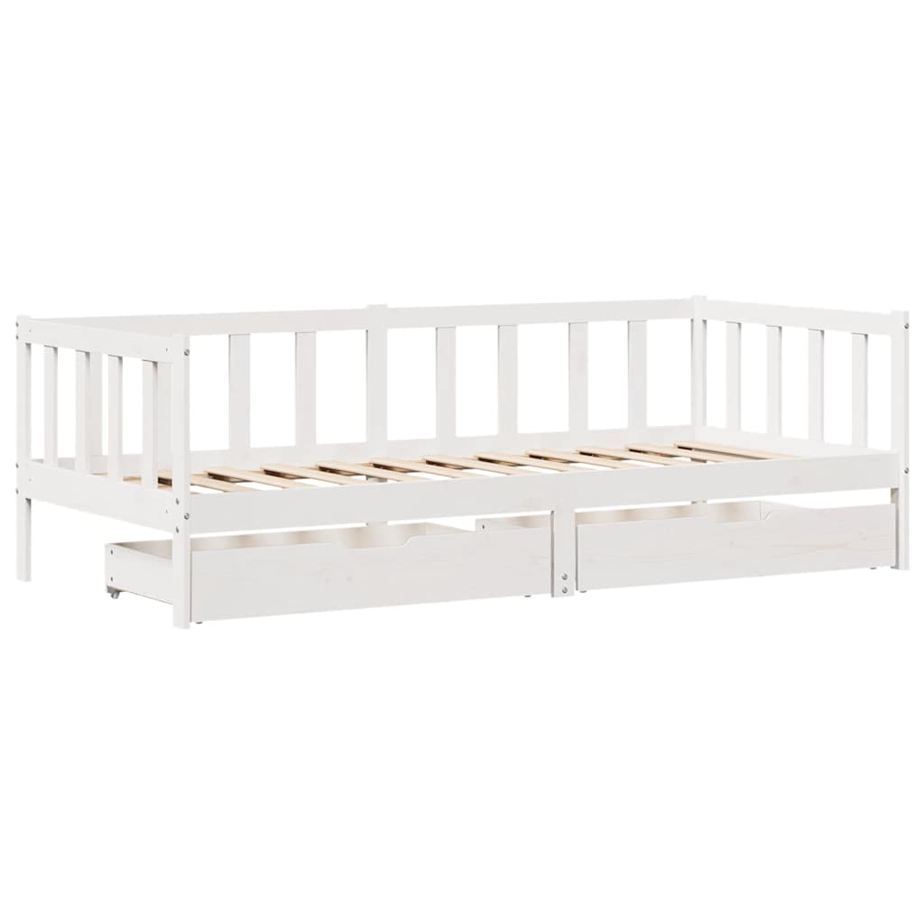 Tagesbett mit Schubladen Weiß 80x200 cm Kiefernholz