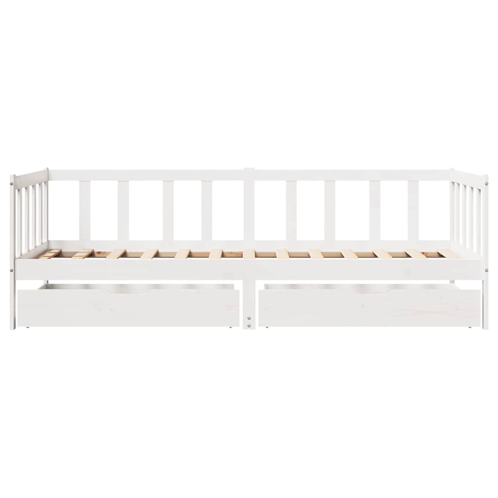 Tagesbett mit Schubladen Weiß 80x200 cm Kiefernholz