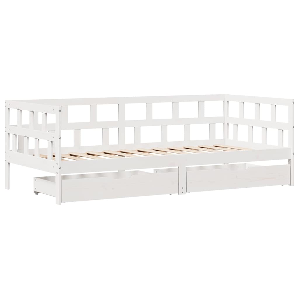 Tagesbett mit Schubladen Weiß 90x190 cm Kiefernholz