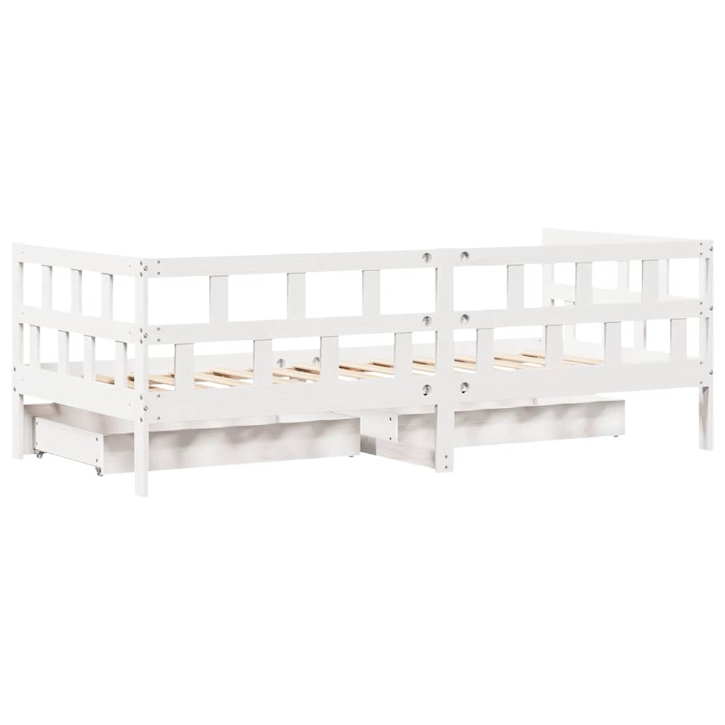 Tagesbett mit Schubladen Weiß 90x190 cm Kiefernholz