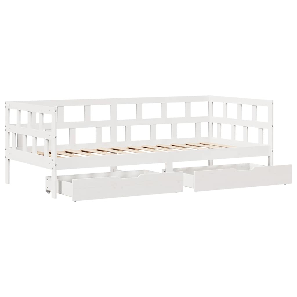 Tagesbett mit Schubladen Weiß 90x190 cm Kiefernholz