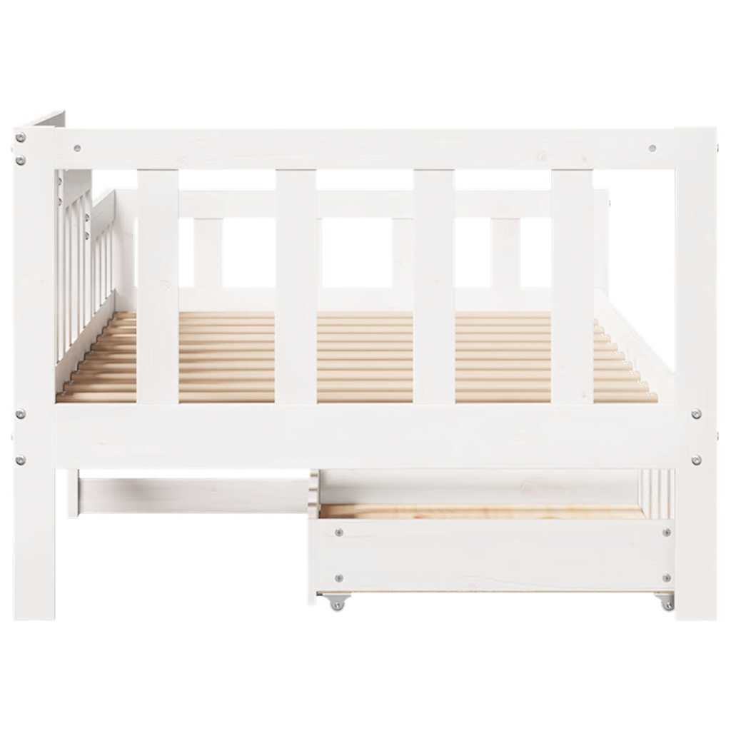 Tagesbett mit Schubladen Weiß 80x200 cm Kiefernholz