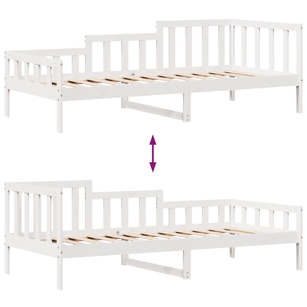 Tagesbett mit Schubladen Weiß 80x200 cm Kiefernholz