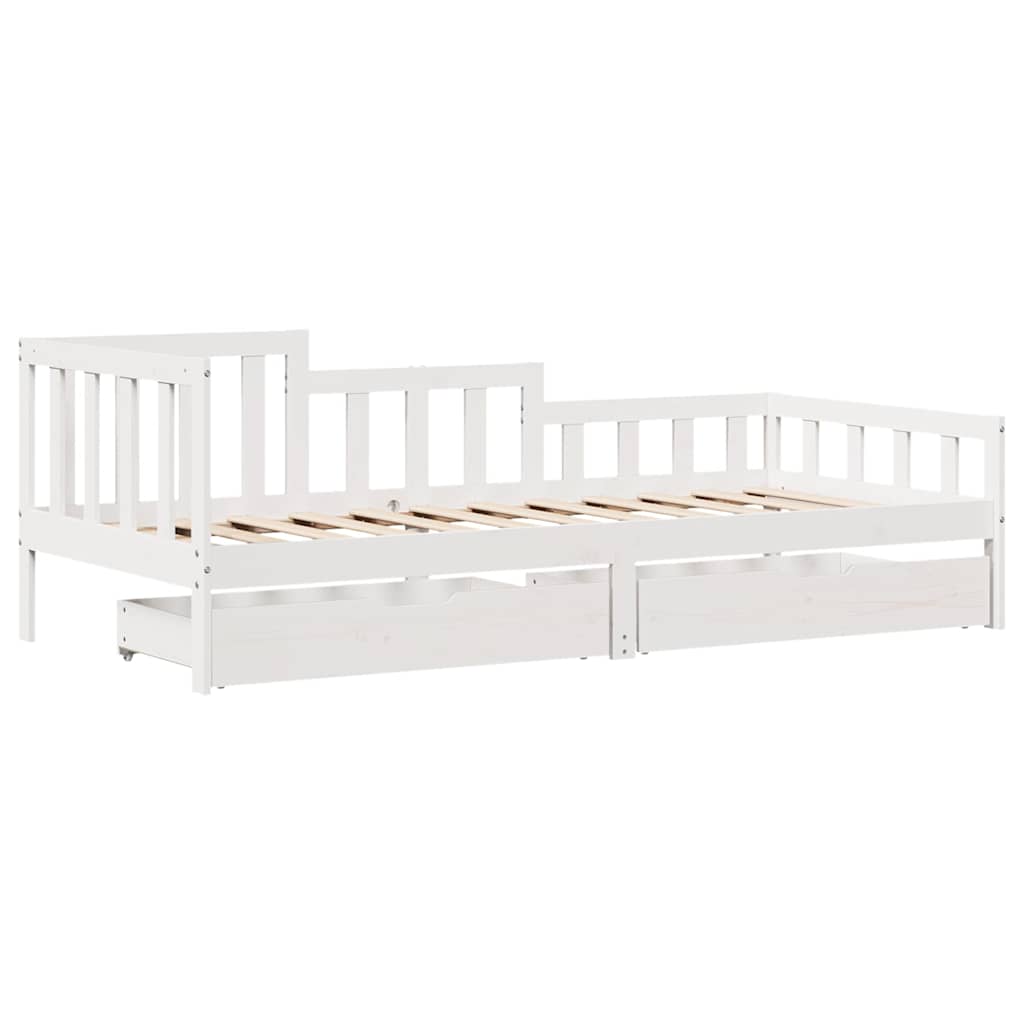 Tagesbett mit Schubladen Weiß 90x200 cm Kiefernholz