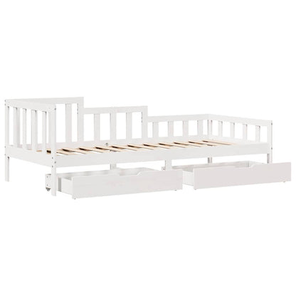 Tagesbett mit Schubladen Weiß 90x200 cm Kiefernholz