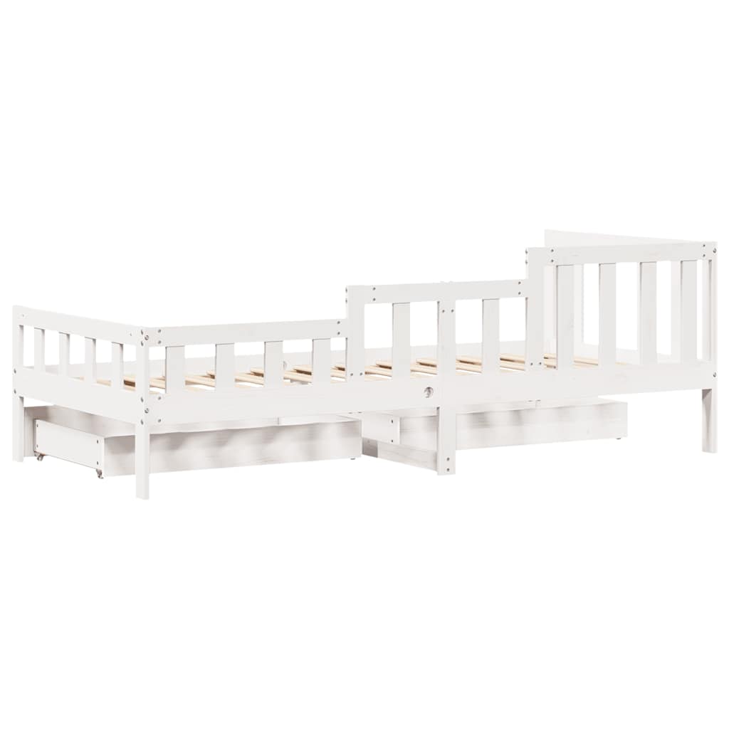 Tagesbett mit Schubladen Weiß 90x200 cm Kiefernholz