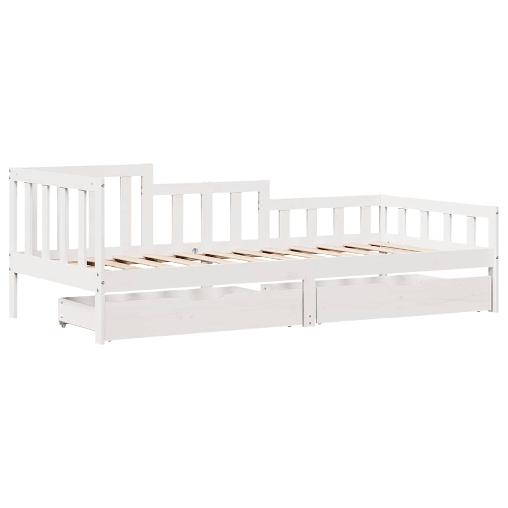 Tagesbett mit Schubladen Weiß 80x200 cm Kiefernholz