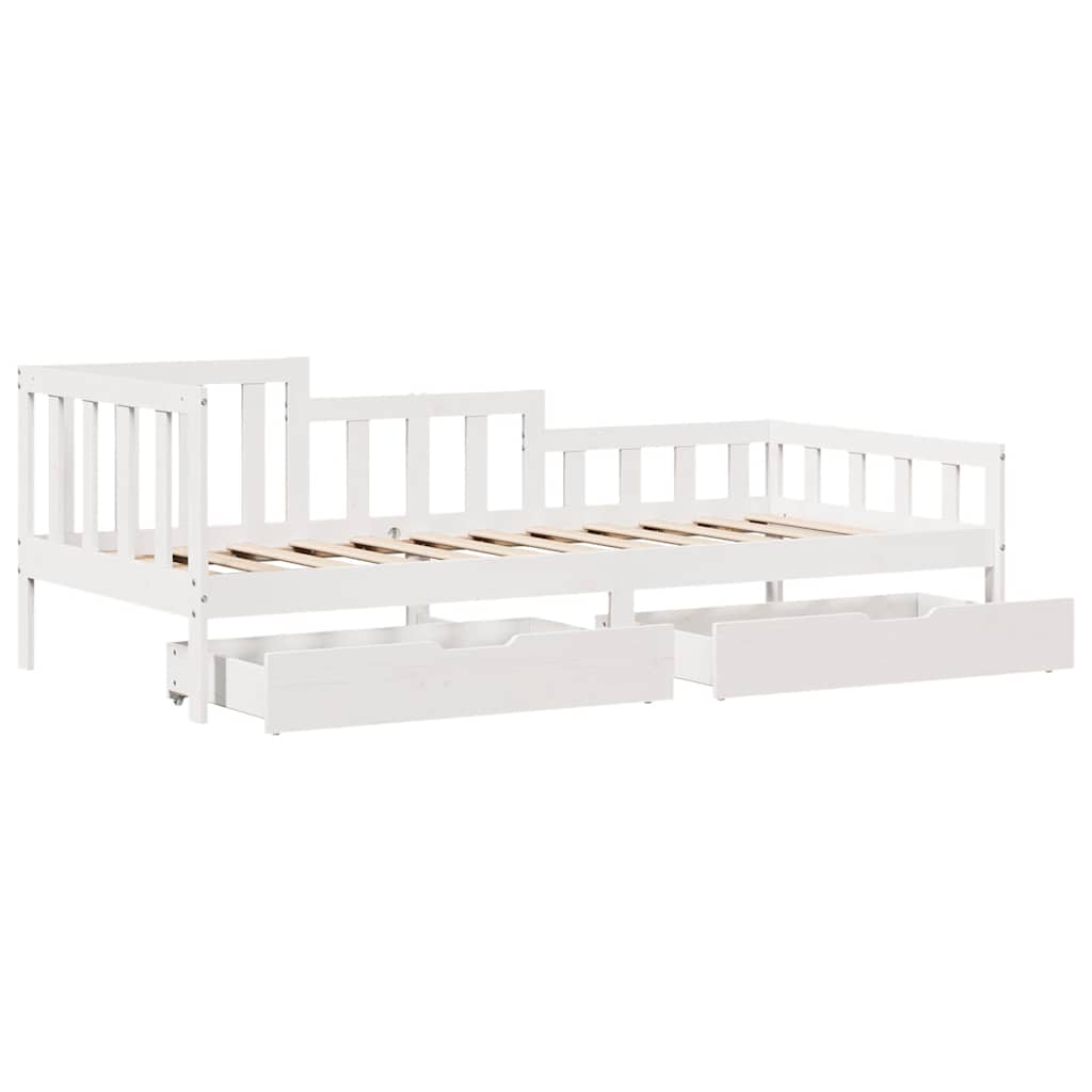 Tagesbett mit Schubladen Weiß 80x200 cm Kiefernholz