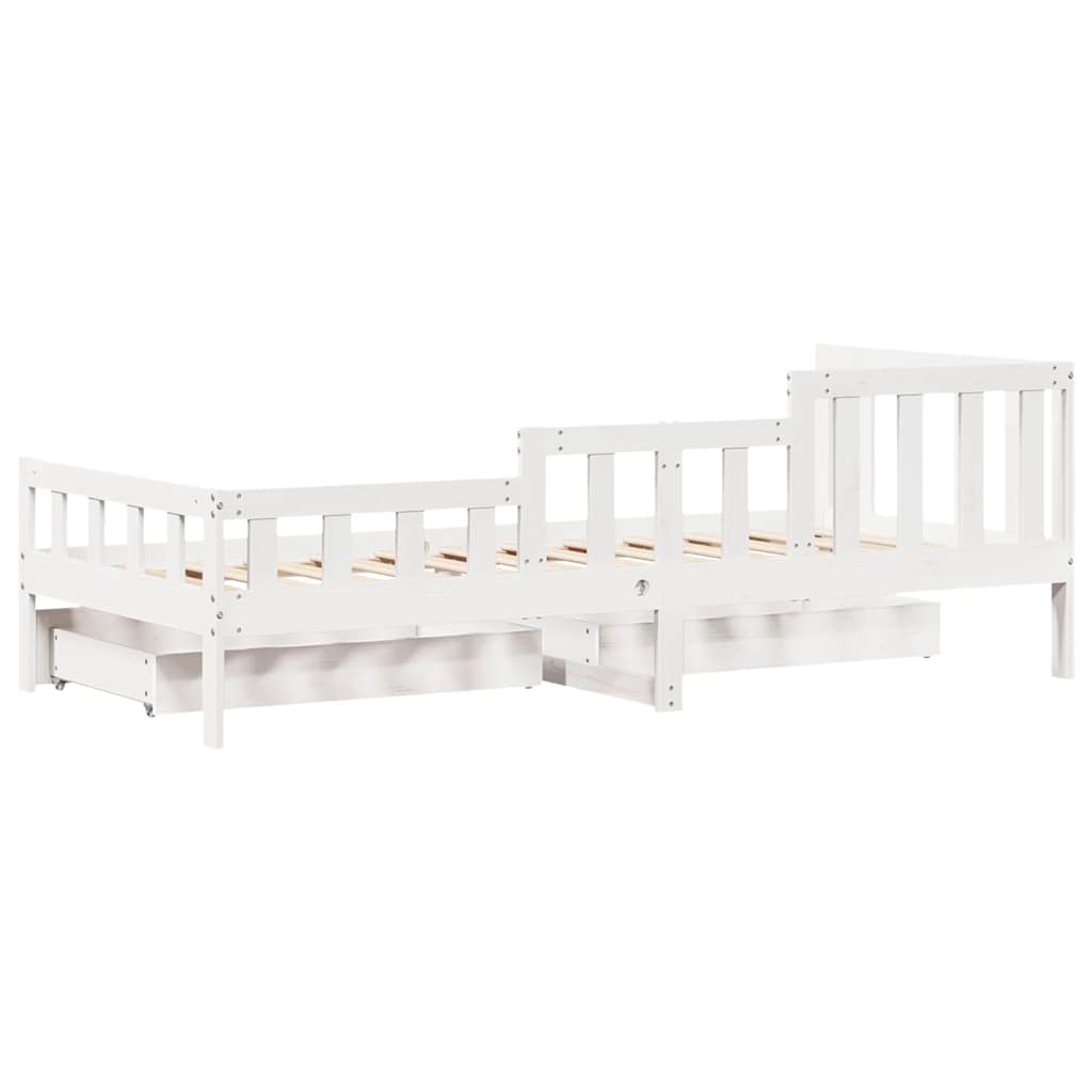 Tagesbett mit Schubladen Weiß 80x200 cm Kiefernholz