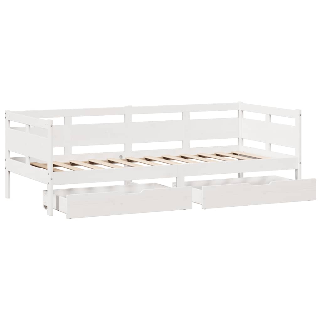 Tagesbett mit Schubladen Weiß 90x200 cm Kiefernholz