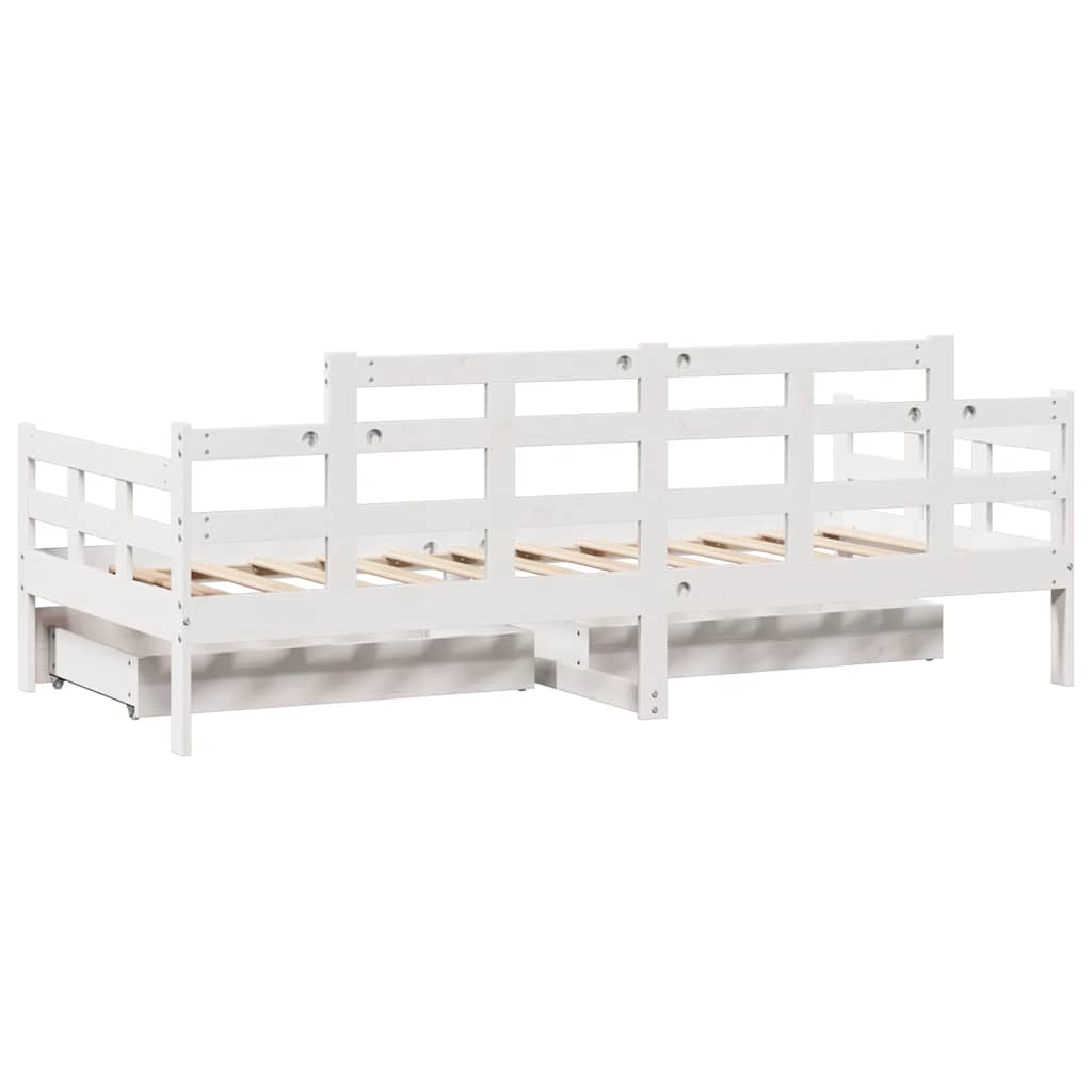 Tagesbett mit Schubladen Weiß 80x200 cm Kiefernholz