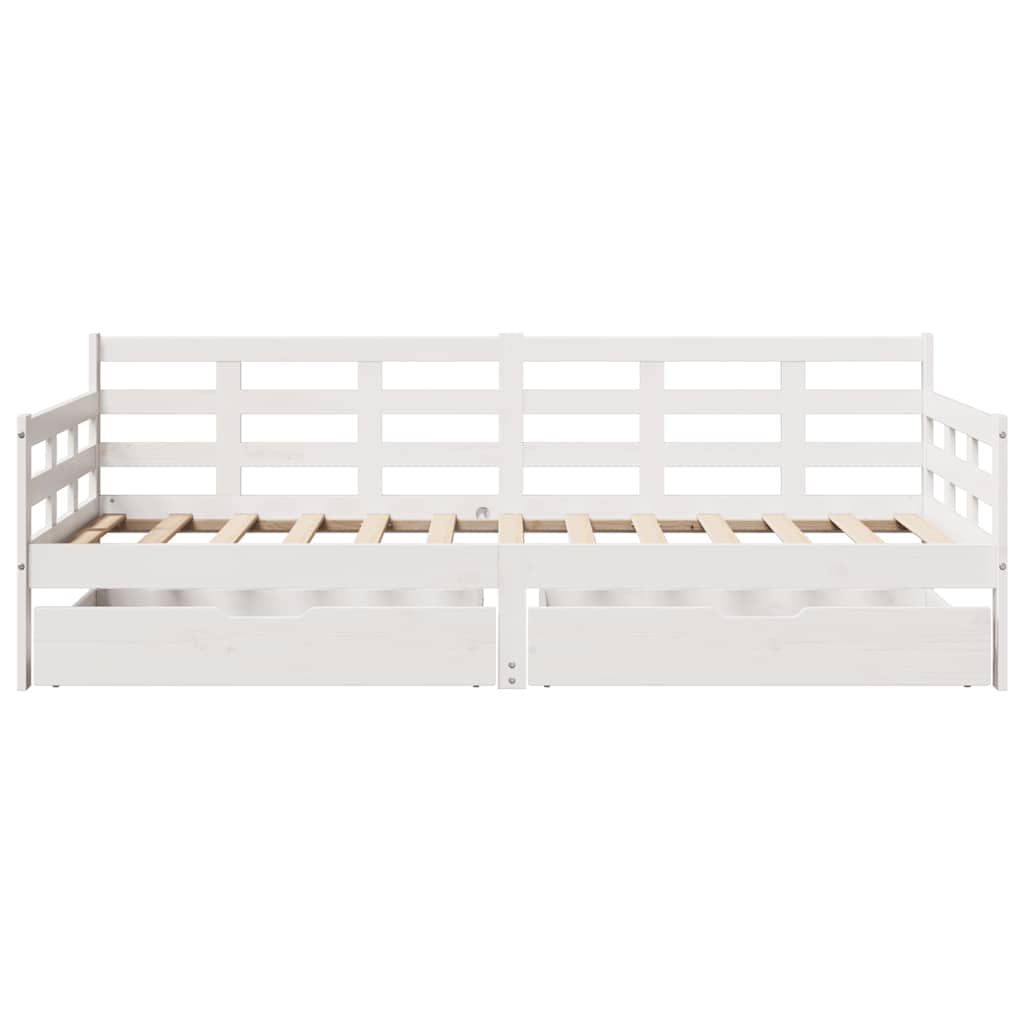 Tagesbett mit Schubladen Weiß 90x200 cm Kiefernholz