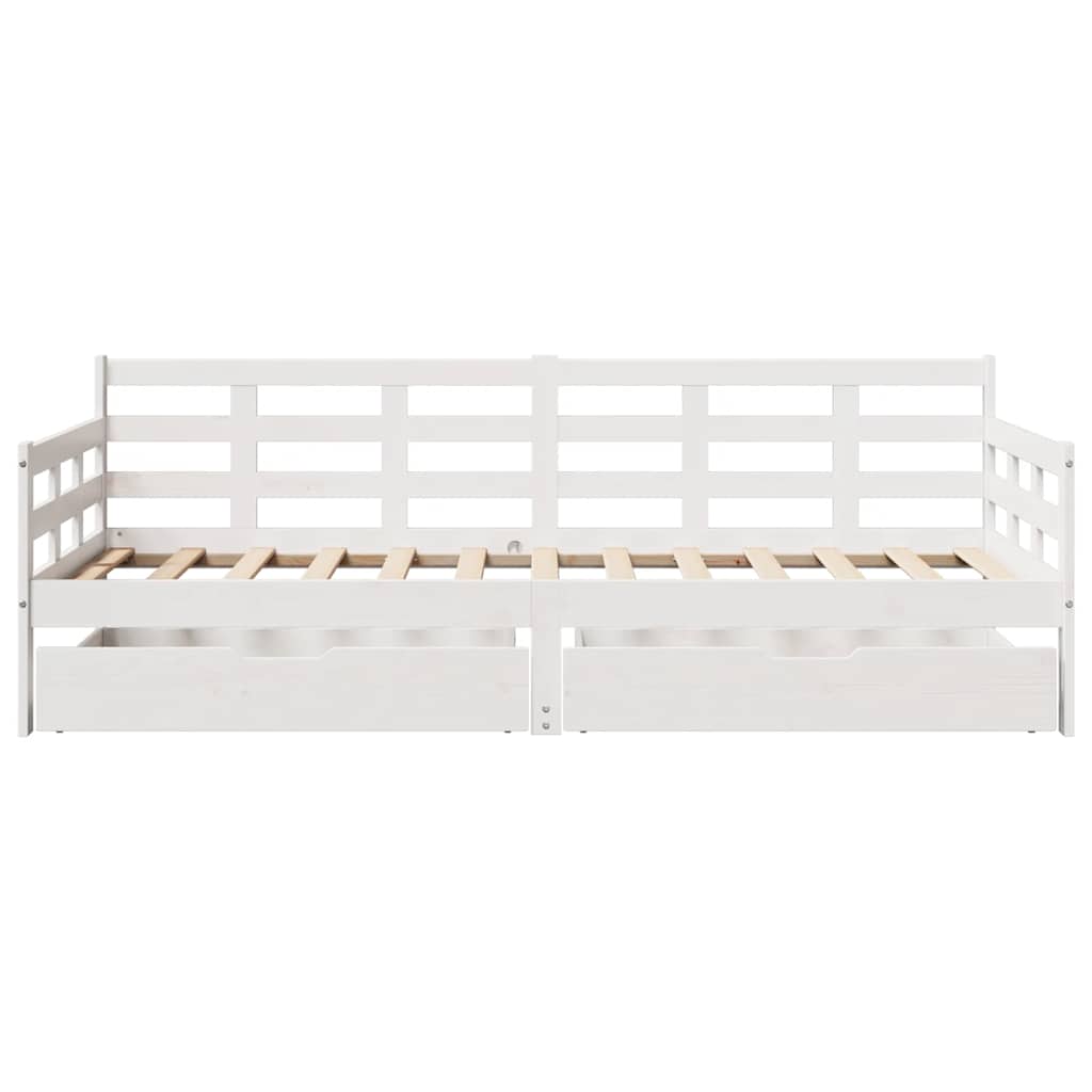Tagesbett mit Schubladen Weiß 80x200 cm Kiefernholz
