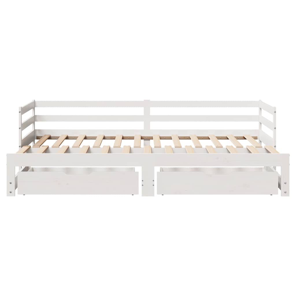 Tagesbett mit Schubladen Weiß 90x200 cm Kiefernholz
