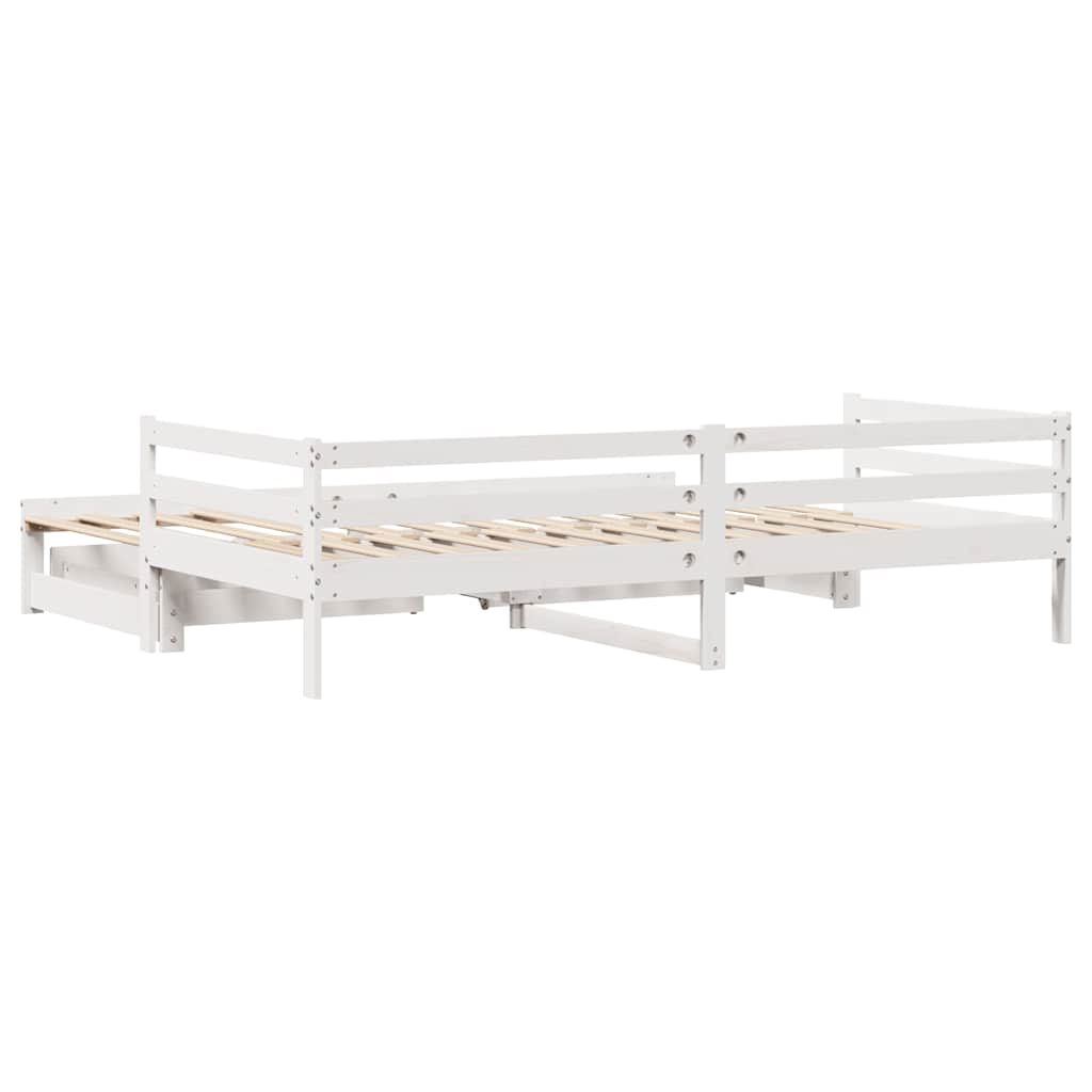 Tagesbett mit Schubladen Weiß 90x200 cm Kiefernholz