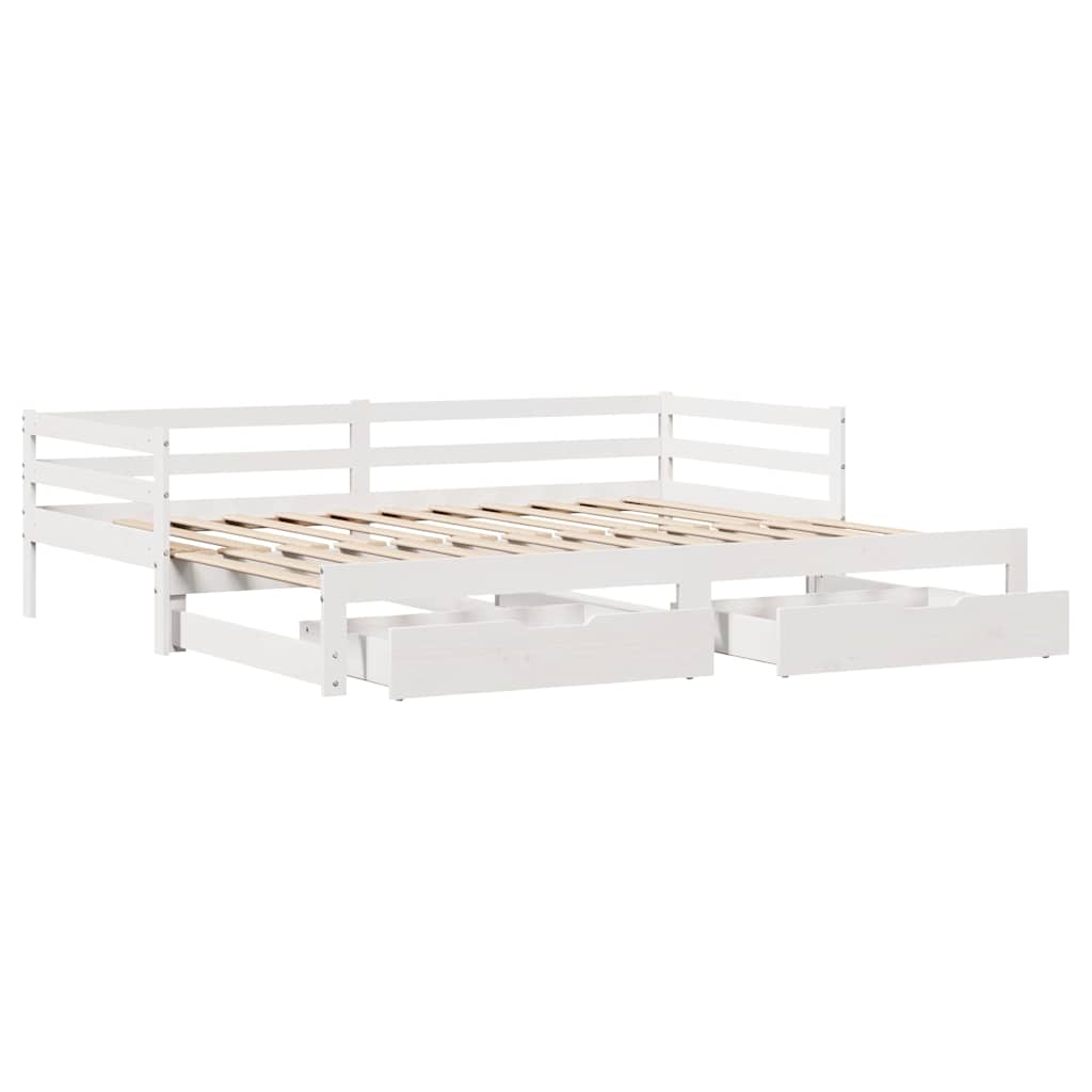 Tagesbett mit Schubladen Weiß 90x200 cm Kiefernholz