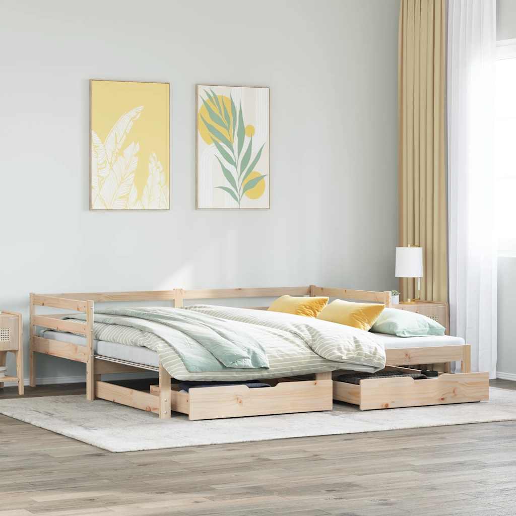 Tagesbett Ausziehbar mit Schubladen ohne Matratze 90x190 cm