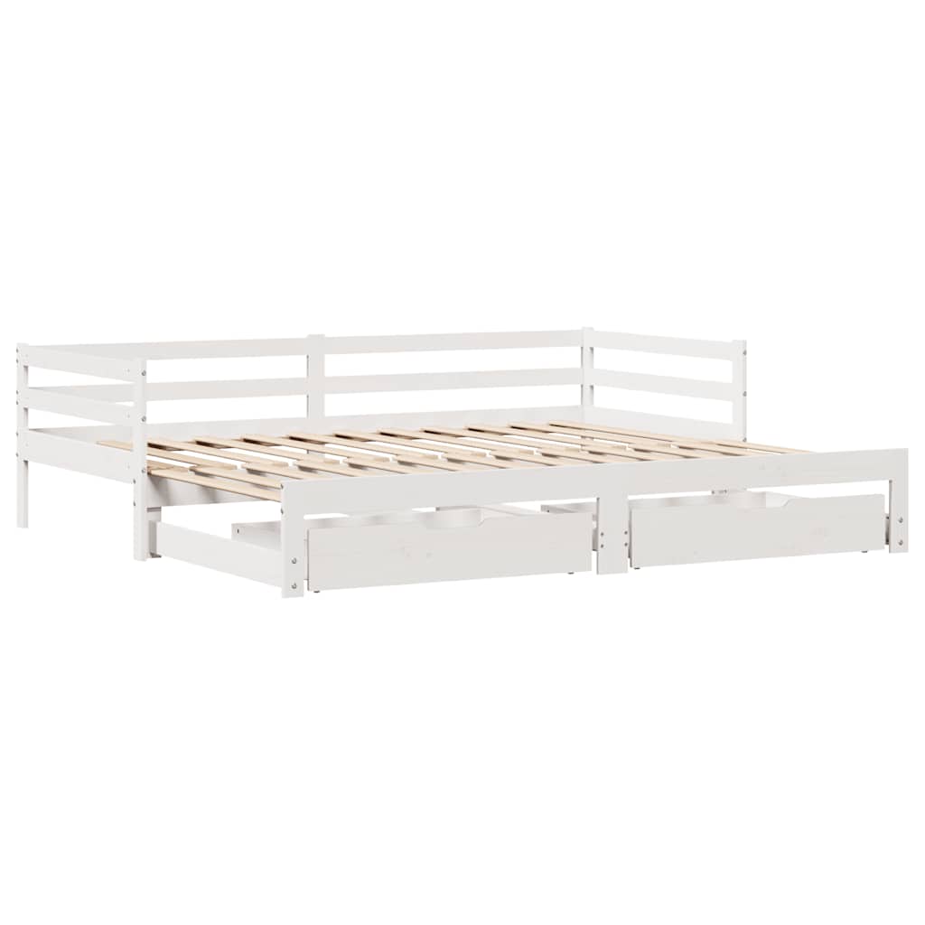 Tagesbett Ausziehbar mit Schubladen ohne Matratze Weiß 80x200cm
