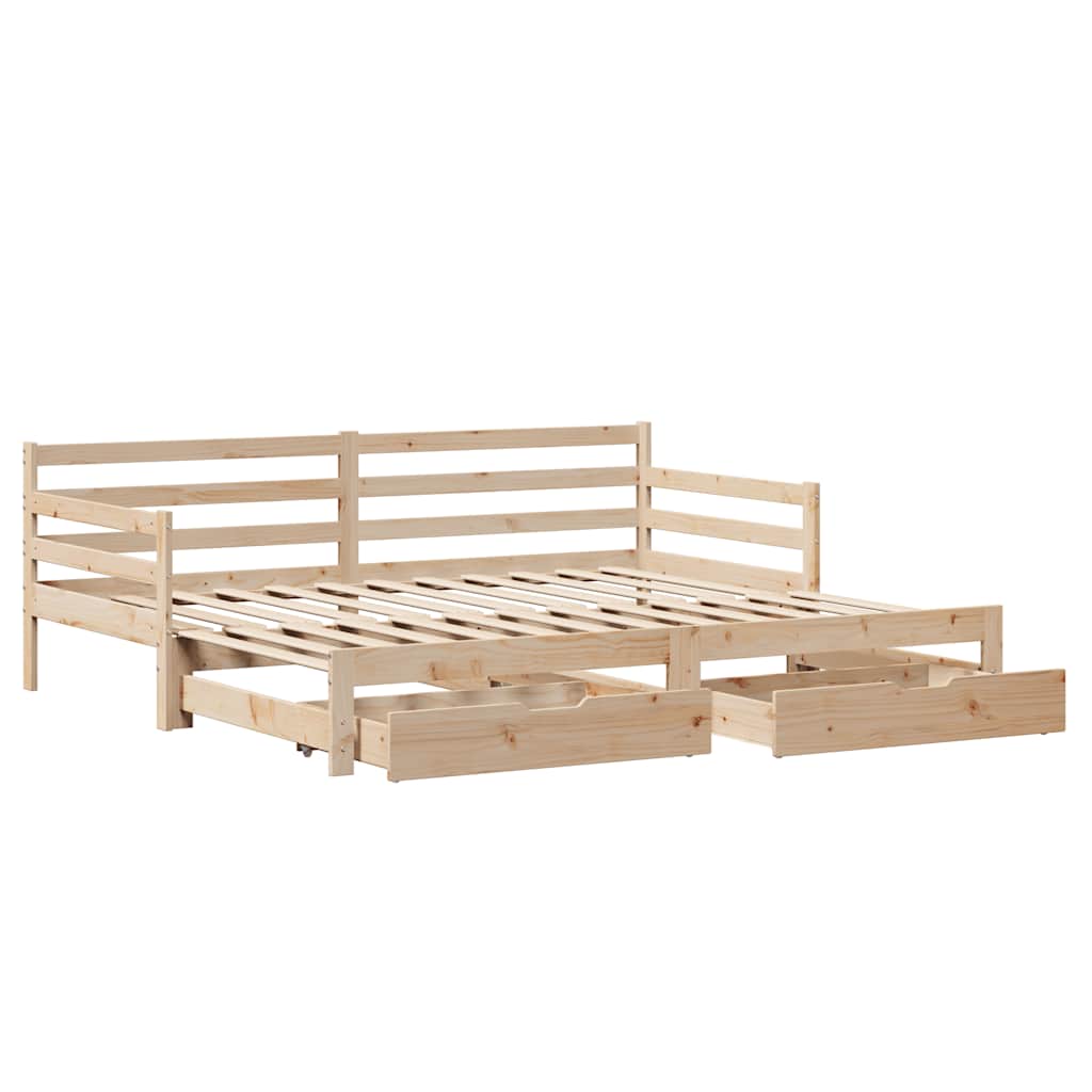 Tagesbett Ausziehbar mit Schubladen ohne Matratze 90x200 cm