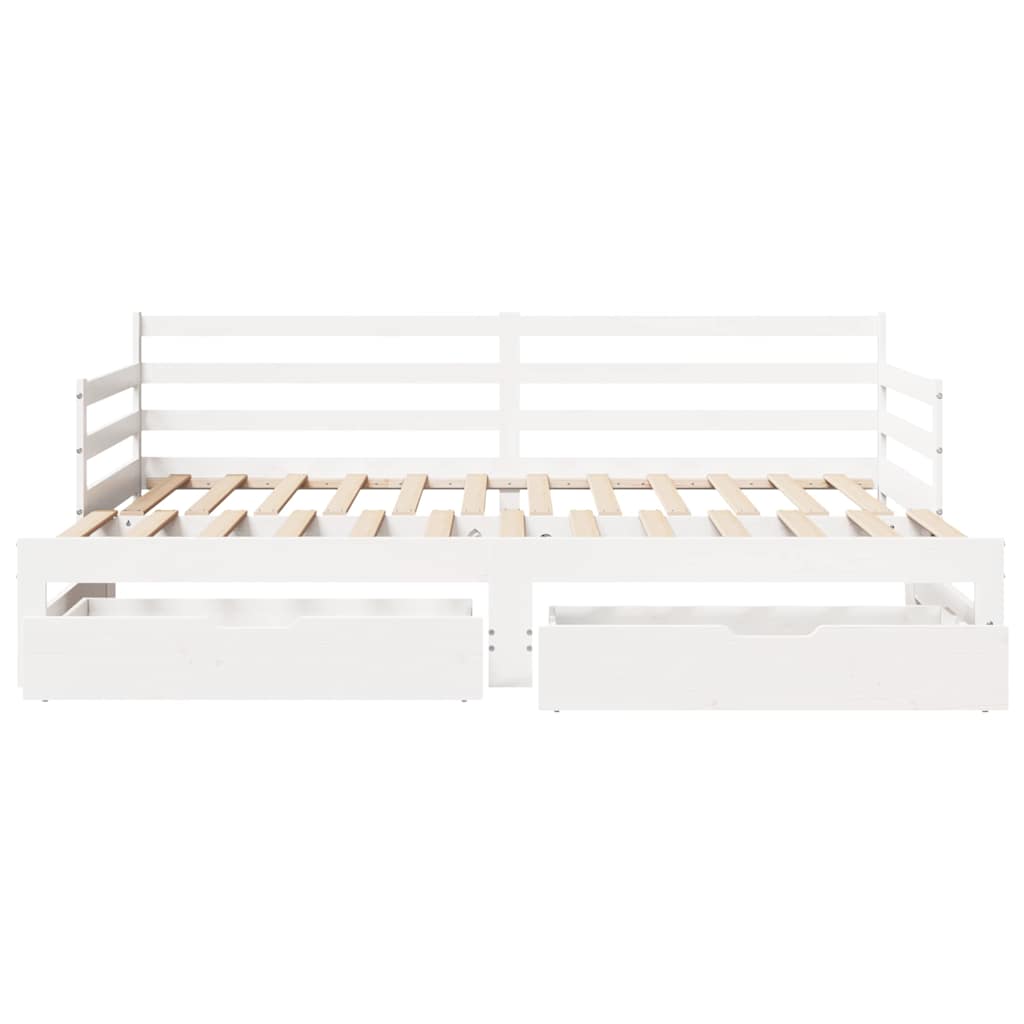 Tagesbett Ausziehbar mit Schubladen ohne Matratze Weiß 90x200cm