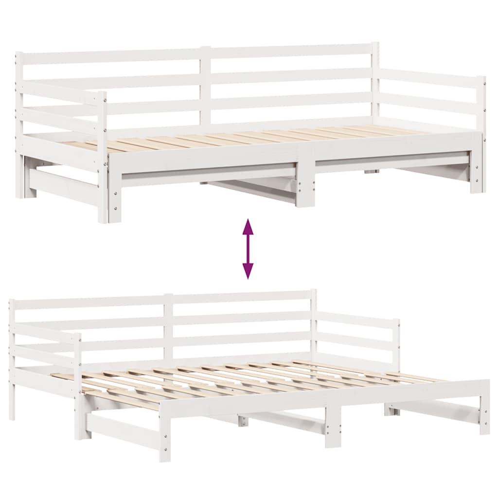 Tagesbett Ausziehbar mit Schubladen ohne Matratze Weiß 90x200cm