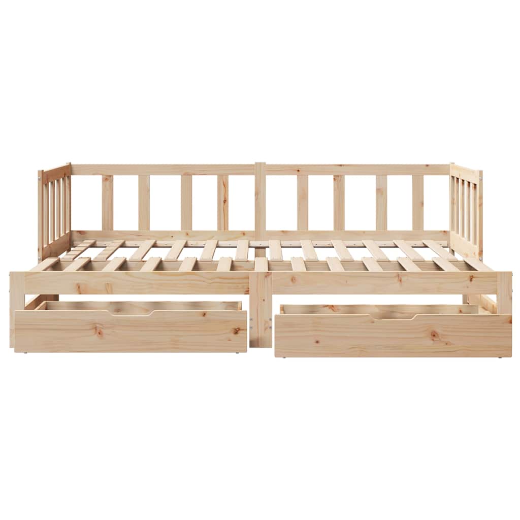 Tagesbett Ausziehbar mit Schubladen ohne Matratze 80x200 cm