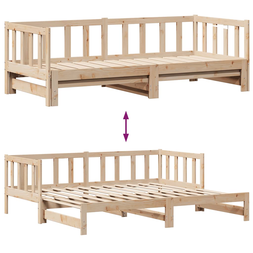 Tagesbett Ausziehbar mit Schubladen ohne Matratze 80x200 cm