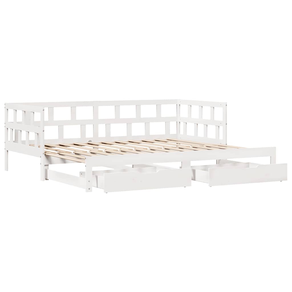 Tagesbett Ausziehbar mit Schubladen ohne Matratze Weiß 80x200cm