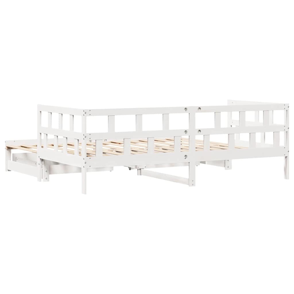 Tagesbett Ausziehbar mit Schubladen ohne Matratze Weiß 90x200cm
