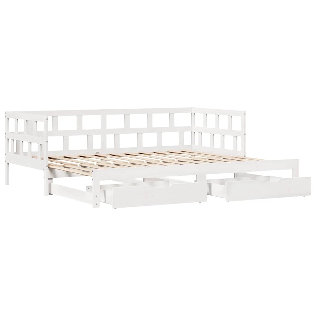 Tagesbett Ausziehbar mit Schubladen ohne Matratze Weiß 80x200cm