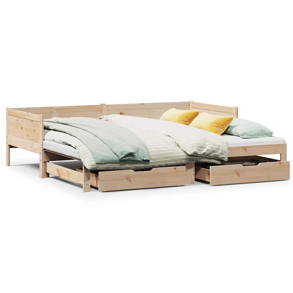 Tagesbett Ausziehbar mit Schubladen ohne Matratze 90x190 cm