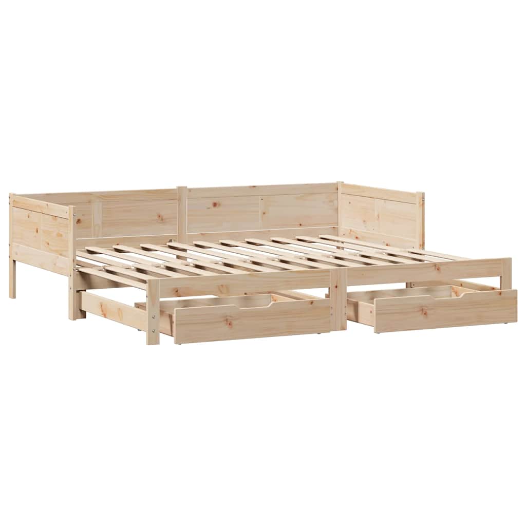 Tagesbett Ausziehbar mit Schubladen ohne Matratze 90x190 cm