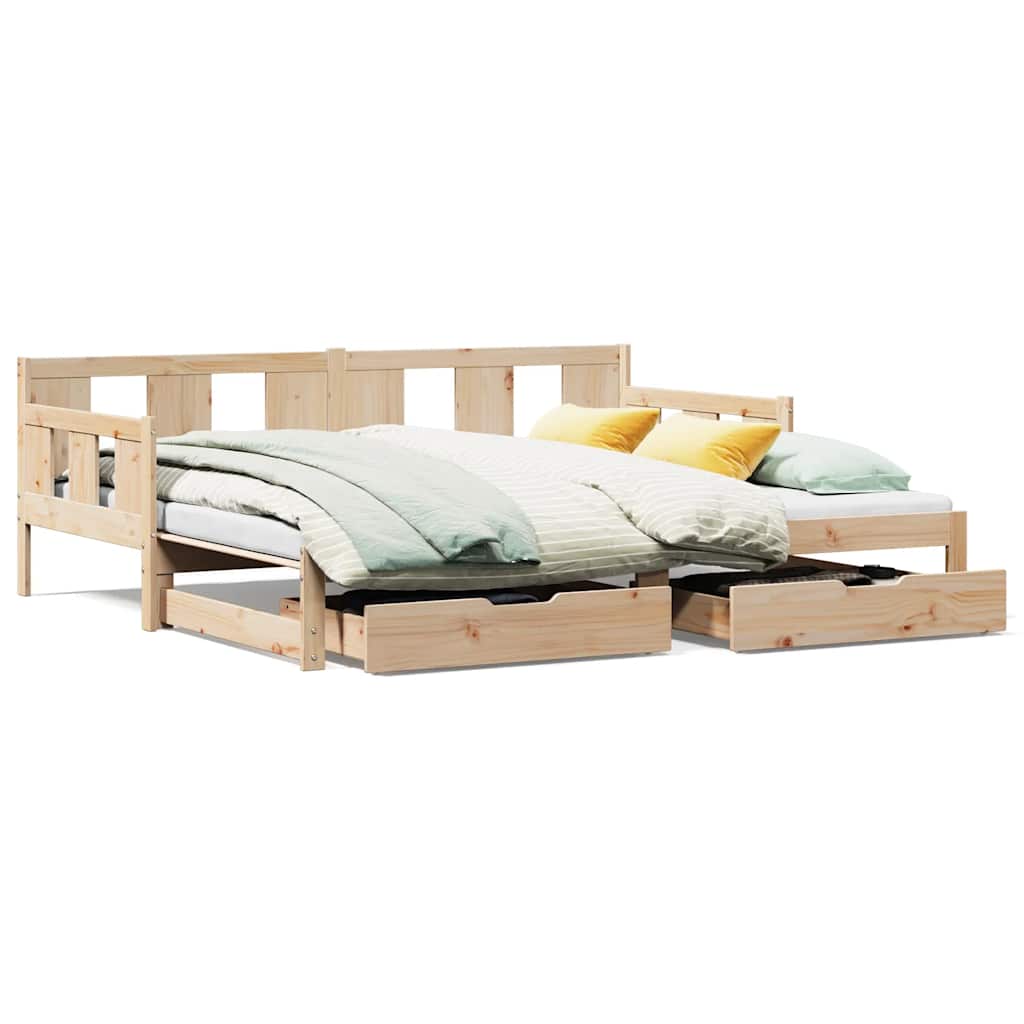 Tagesbett Ausziehbar mit Schubladen ohne Matratze 90x190 cm