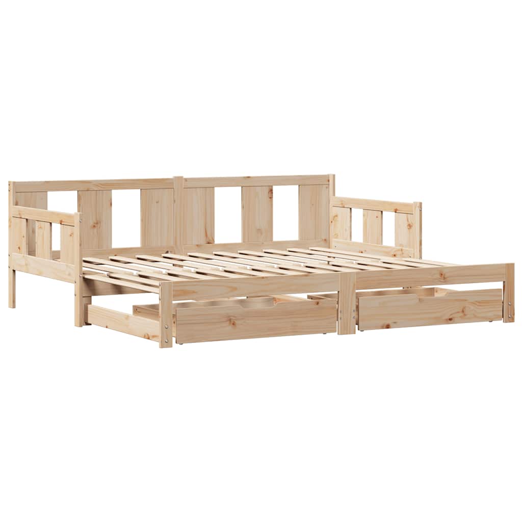 Tagesbett Ausziehbar mit Schubladen ohne Matratze 90x190 cm
