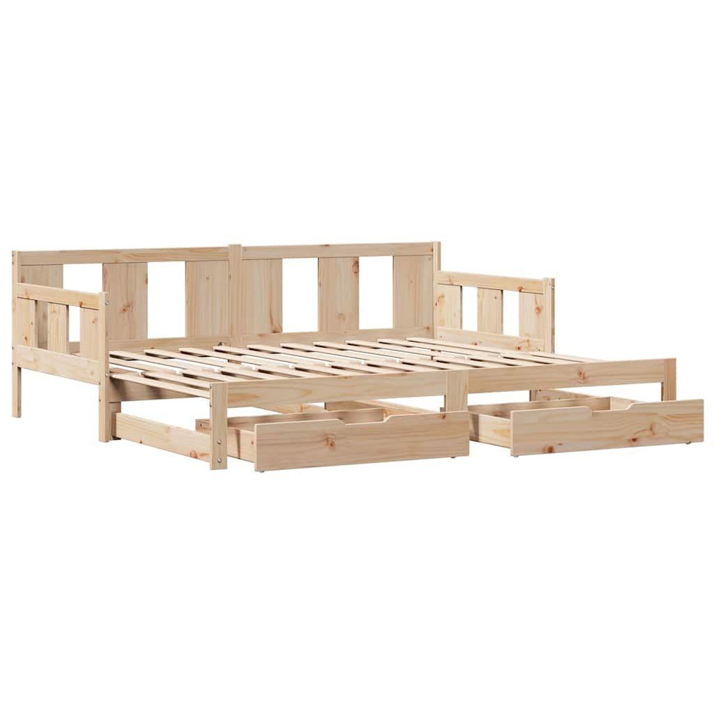 Tagesbett Ausziehbar mit Schubladen ohne Matratze 90x190 cm
