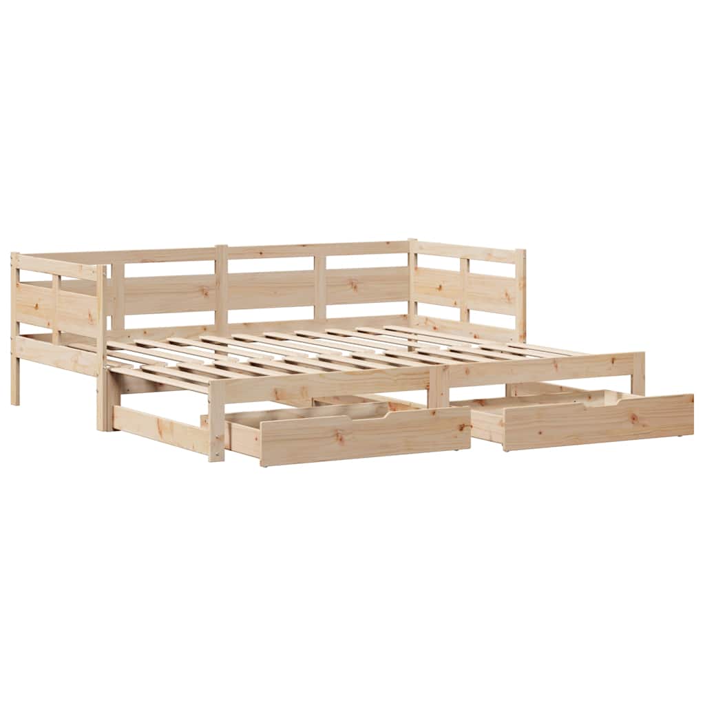 Tagesbett Ausziehbar mit Schubladen ohne Matratze 90x190 cm