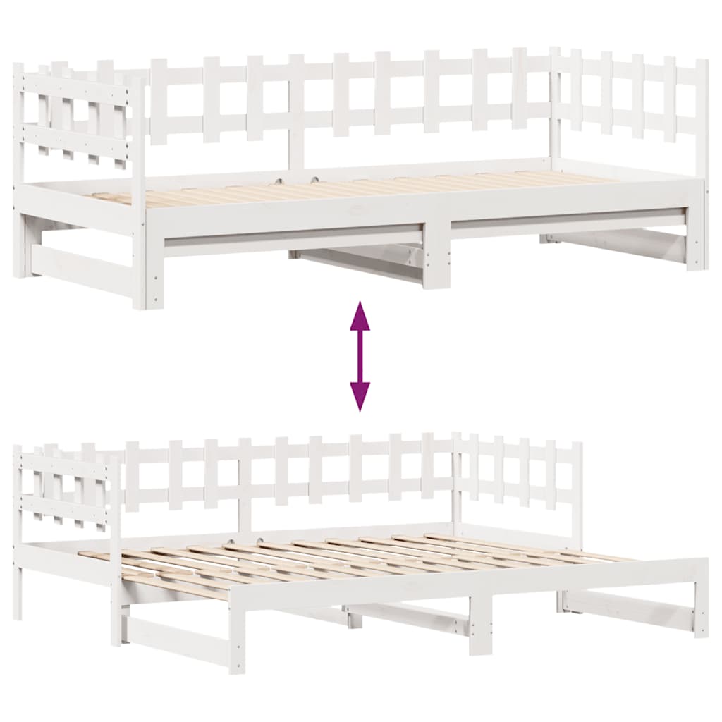 Tagesbett Ausziehbar mit Schubladen ohne Matratze Weiß 90x190cm
