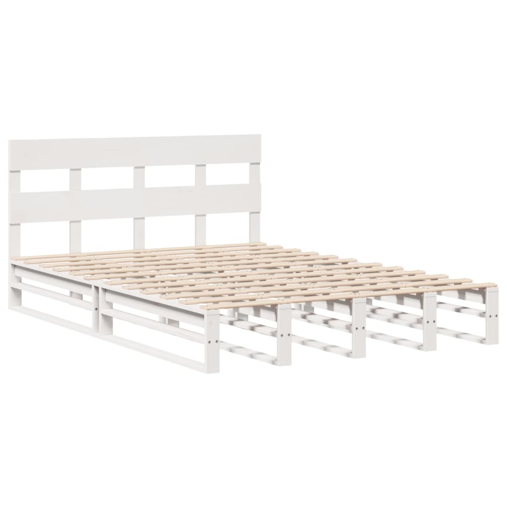 Massivholzbett ohne Matratze Weiß 150x200 cm Kiefernholz