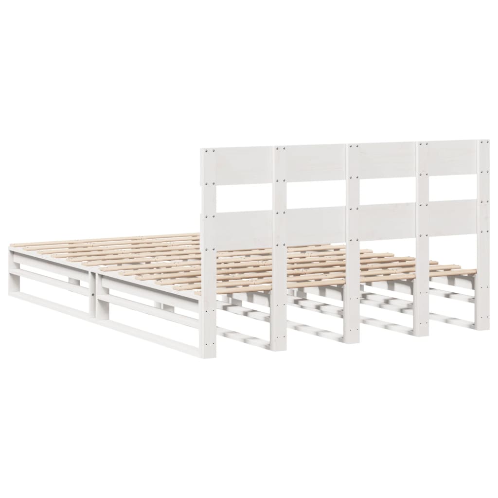 Massivholzbett ohne Matratze Weiß 150x200 cm Kiefernholz