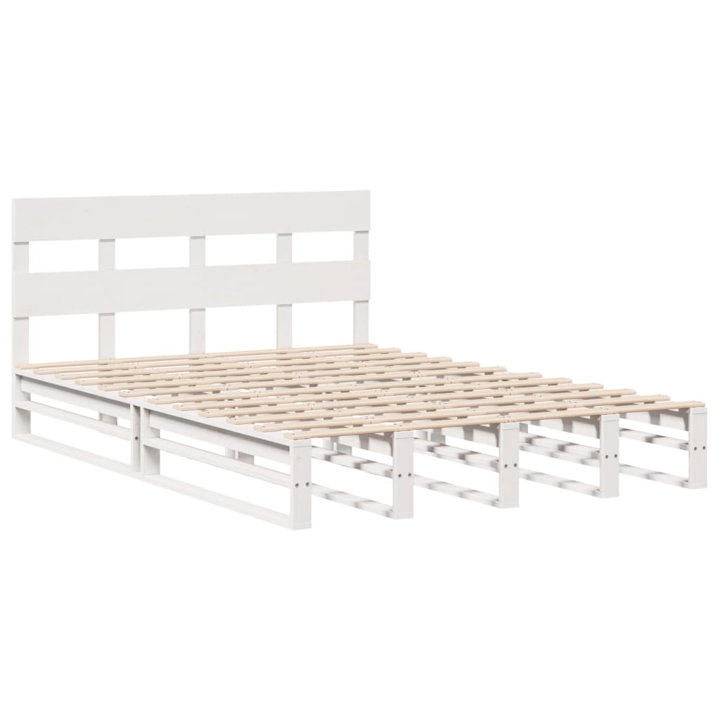 Massivholzbett ohne Matratze Weiß 140x190 cm Kiefernholz