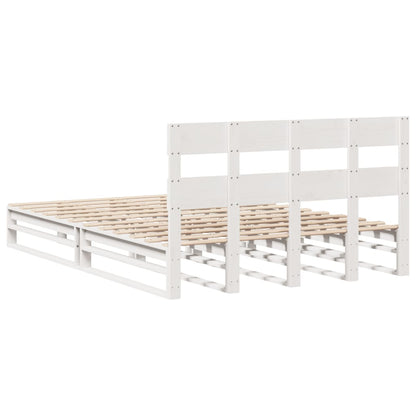 Massivholzbett ohne Matratze Weiß 140x190 cm Kiefernholz