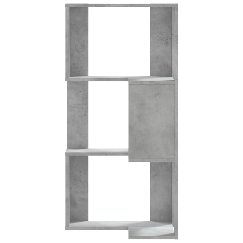 Bibliothèque d'angle 3 étagères gris béton 50x50x102 cm matériau bois