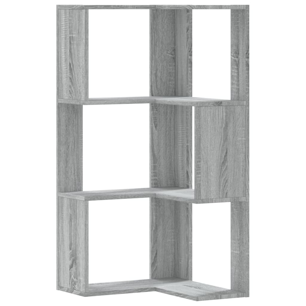 Bibliothèque d'angle 3 étagères gris Sonoma 50x50x102 cm matériau bois