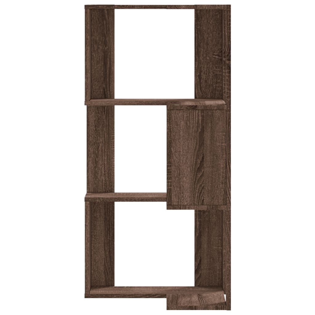 Bibliothèque d'angle 3 étagères aspect chêne 50x50x102 cm matériau bois
