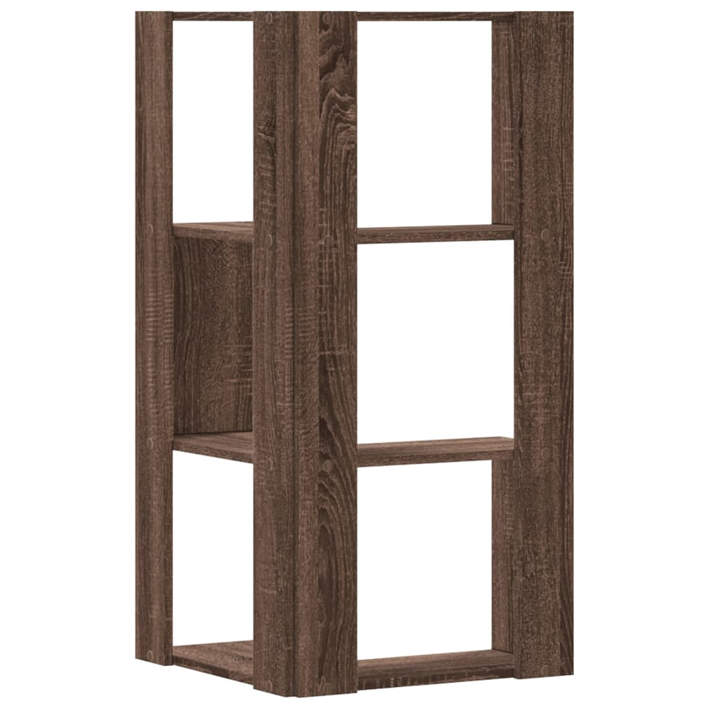 Bibliothèque d'angle 3 étagères aspect chêne 50x50x102 cm matériau bois