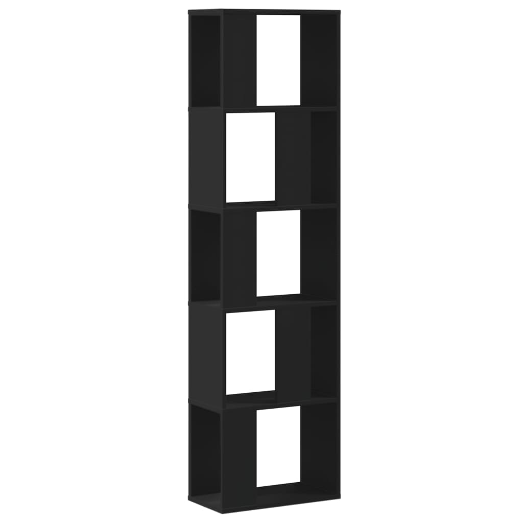 Bibliothèque 5 étagères noir 45x23,5x162,5 cm matière bois