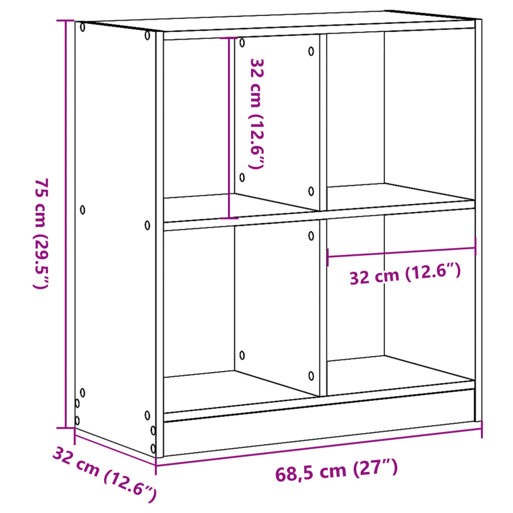 Bibliothèque aspect bois de récupération 68,5x32x75 cm en bois