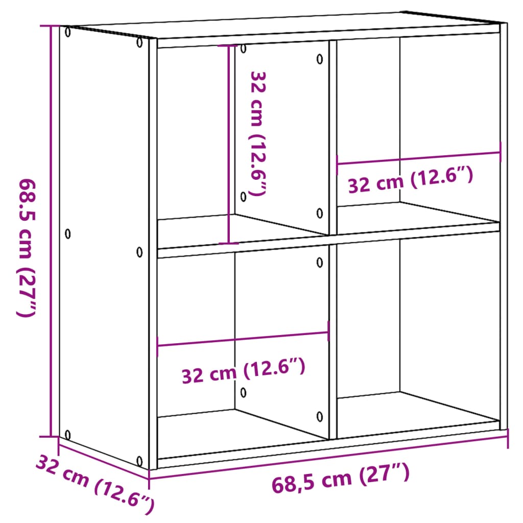 Bibliothèque aspect bois de récupération 68,5x32x68,5 cm en bois