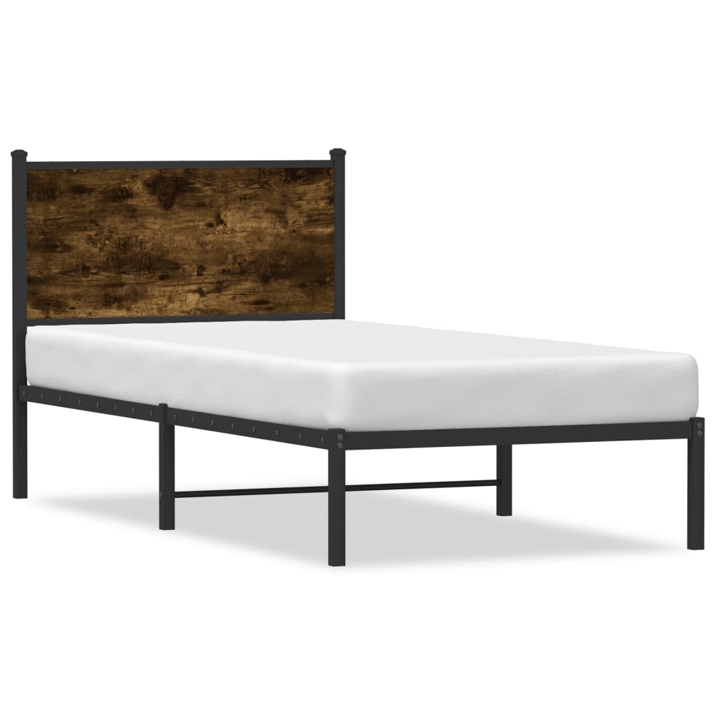 Metallbett ohne Matratze Räuchereiche 90x200 cm