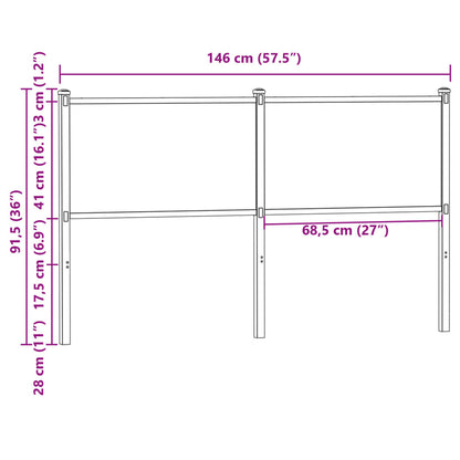 Ersatz-Kopfteil Räuchereiche 140 cm Holzwerkstoff und Stahl